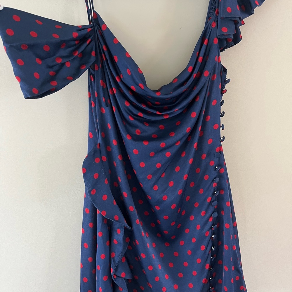 For Love And Lemons Navy Dress with Red Dots